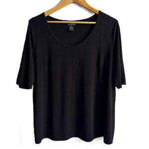 Lane Bryant Flowy Blouse Top  Women's Short Sleeves Black 18/20 Stretchy Casual